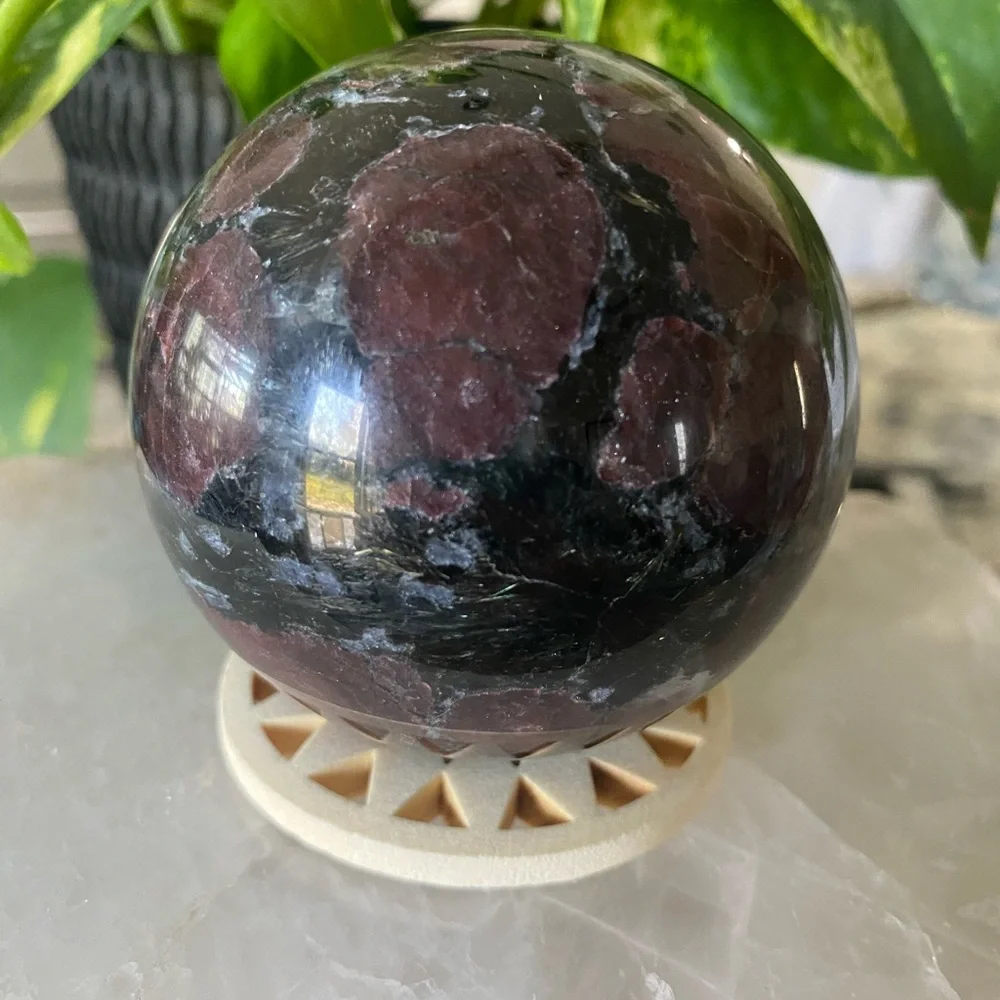 Garnet in Astrophyllite Crystal Sphere - Picture 5 of 6